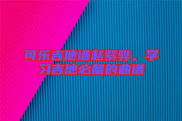 可樂吉他譜趙紫驊，學(xué)習(xí)吉他必備的曲譜