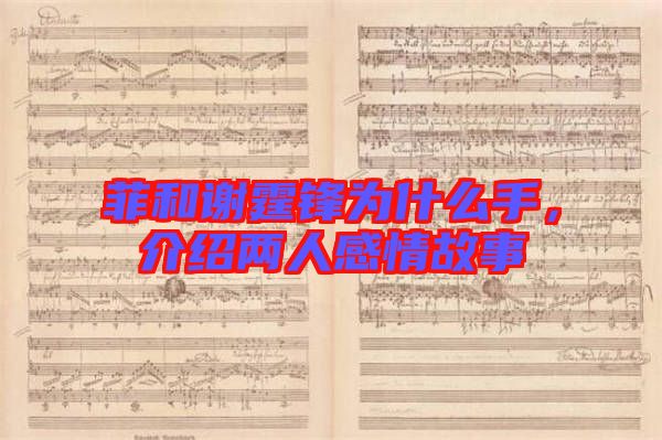 菲和謝霆鋒為什么手，介紹兩人感情故事