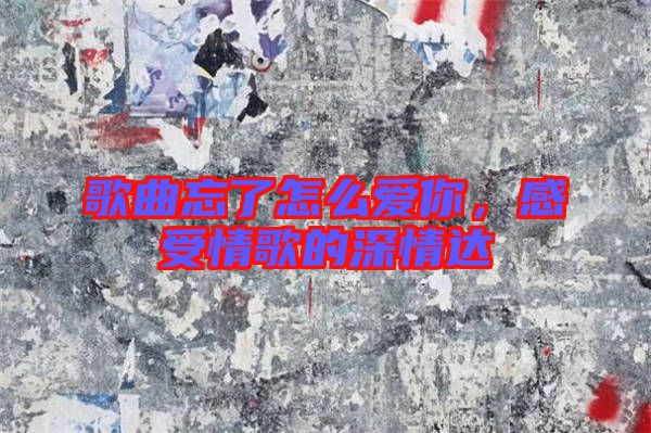 歌曲忘了怎么愛你，感受情歌的深情達(dá)