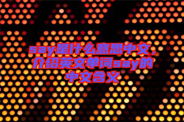 say是什么意思中文，介紹英文單詞say的中文含義