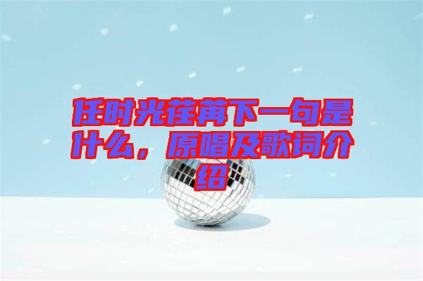 任時光荏苒下一句是什么，原唱及歌詞介紹