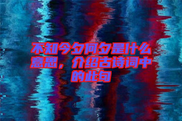 不知今夕何夕是什么意思，介紹古詩詞中的此句