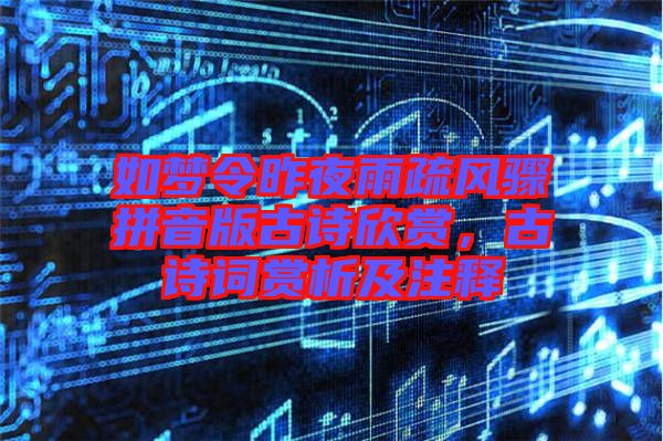 如夢令昨夜雨疏風驟拼音版古詩欣賞，古詩詞賞析及注釋