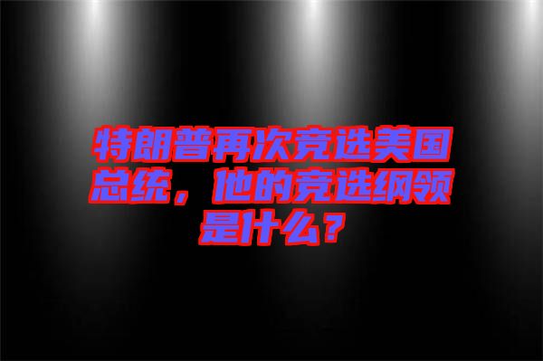 特朗普再次競選美國總統，他的競選綱領是什么？