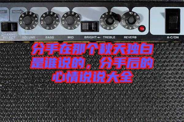 分手在那個秋天獨白是誰說的，分手后的心情說說大全