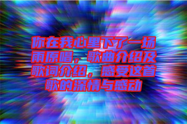 你在我心里下了一場(chǎng)雨原唱，歌曲介紹及歌詞介紹，感受這首歌的深情與感動(dòng)