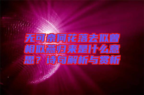 無(wú)可奈何花落去似曾相似燕歸來(lái)是什么意思？詩(shī)句解析與賞析