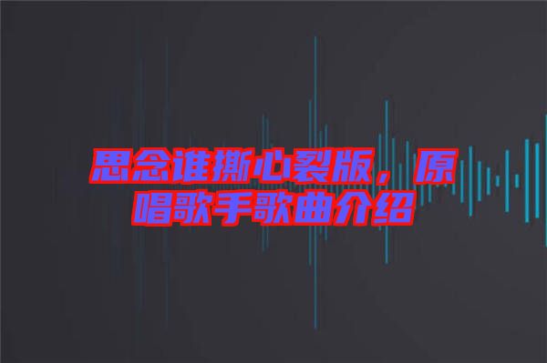 思念誰撕心裂版，原唱歌手歌曲介紹
