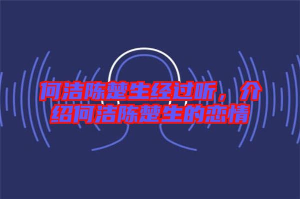 何潔陳楚生經(jīng)過聽，介紹何潔陳楚生的戀情