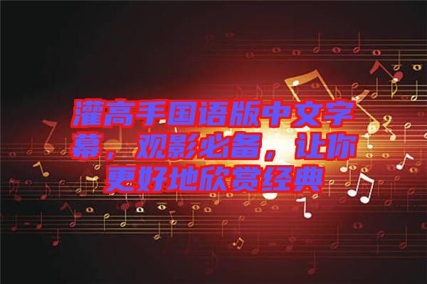 灌高手國(guó)語(yǔ)版中文字幕，觀影必備，讓你更好地欣賞經(jīng)典