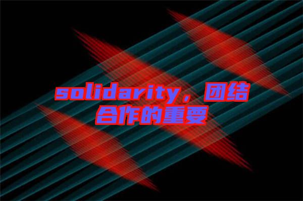 solidarity，團結(jié)合作的重要