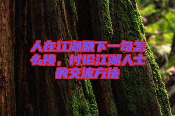人在江湖飄下一句怎么接，討論江湖人士的交流方法