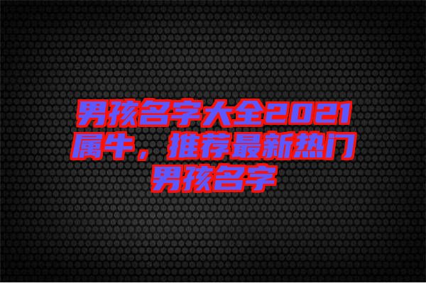 男孩名字大全2021屬牛，推薦最新熱門男孩名字