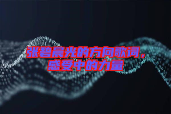 張碧晨光的方向歌詞，感受中的力量
