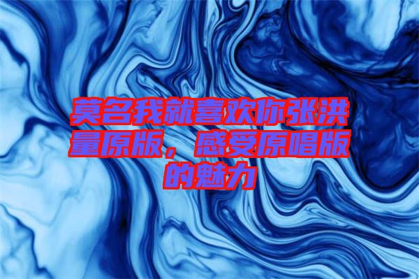 莫名我就喜歡你張洪量原版，感受原唱版的魅力