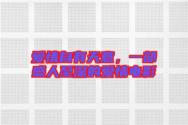 愛情自有天意，一部感人至深的愛情電影