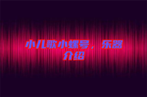 小兒歌小螺號，樂器介紹