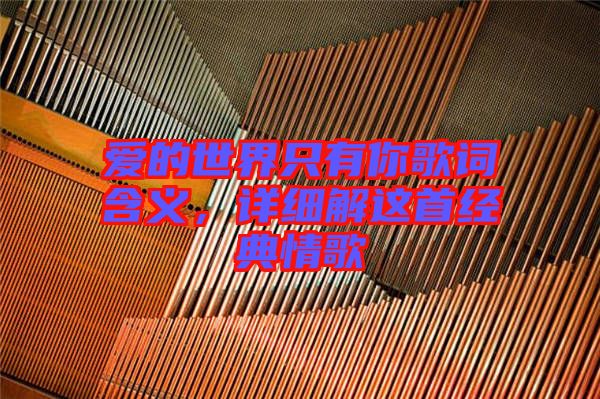 愛的世界只有你歌詞含義，詳細(xì)解這首經(jīng)典情歌