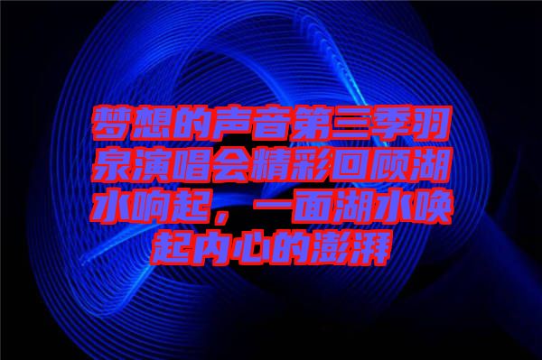 夢想的聲音第三季羽泉演唱會精彩回顧湖水響起，一面湖水喚起內(nèi)心的澎湃