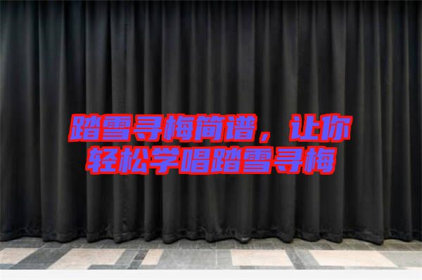 踏雪尋梅簡(jiǎn)譜，讓你輕松學(xué)唱踏雪尋梅