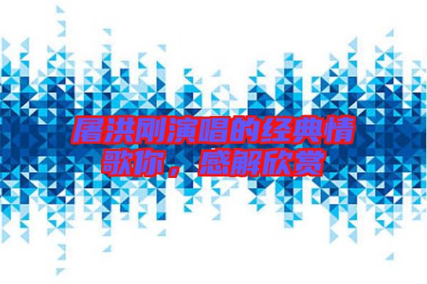 屠洪剛演唱的經(jīng)典情歌你，感解欣賞