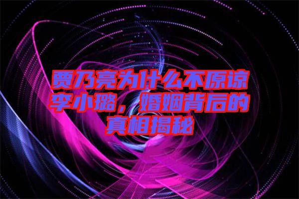 賈乃亮為什么不原諒李小璐，婚姻背后的真相揭秘