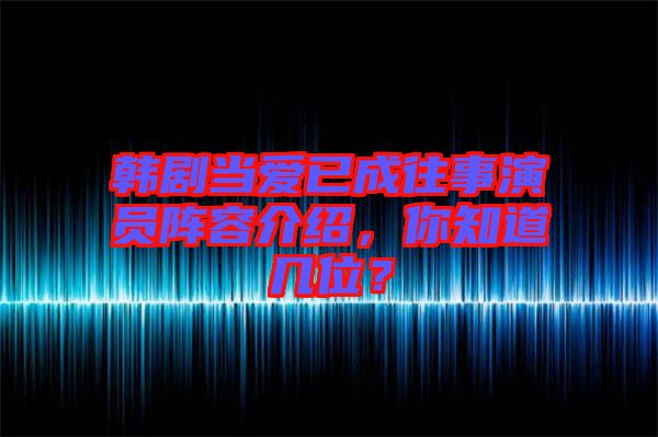 韓劇當(dāng)愛(ài)已成往事演員陣容介紹，你知道幾位？