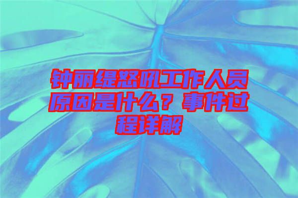 鐘麗緹怒吼工作人員原因是什么？事件過程詳解